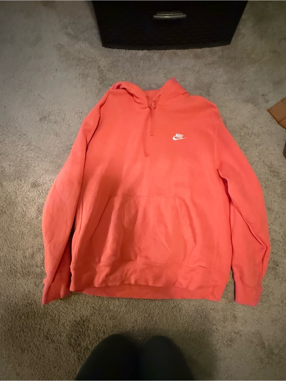 Nike Coral Crewneck Hoodie with White Swoosh